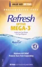 Refresh Optive MEGA-3 Lubricant Eye Drops Preservative-Free Artificial Tears, 0.01 fl oz (0.4 mL), 60 Single-Use Containers - Image 2