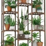 Bamworld Plant Stand Indoor Outdoor Tall Plant Shelf for Multiple Plants Pots Wood Flower Stand Large Flower Holder for Living Room, Patio, Balcony, Garden Decor, Brown